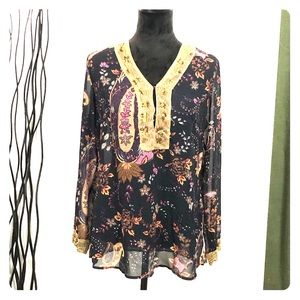 White Stag Sheer Cover Up Navy Blue Paisley M 8/10